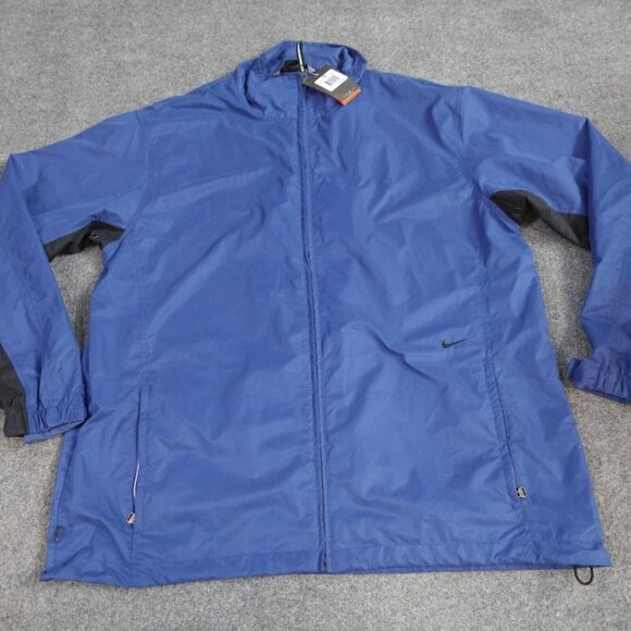 Nike Mens Jacket 2XL Blue Windbreaker Full Zip Vintage Old Stock Gray Tag NEW - Picture 1 of 10